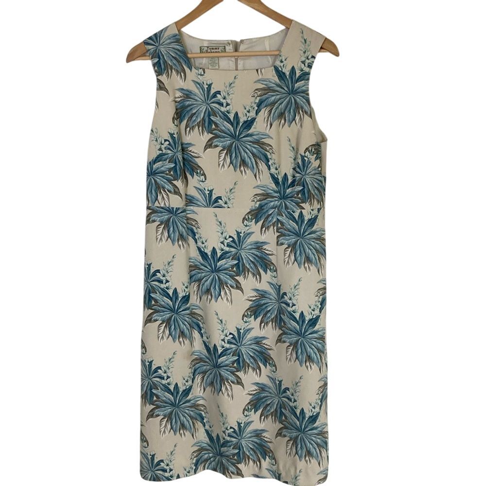 Tommy Bahama Womens Dress Size 8 Silk Sleeveless‎ Tropical Cream Blue